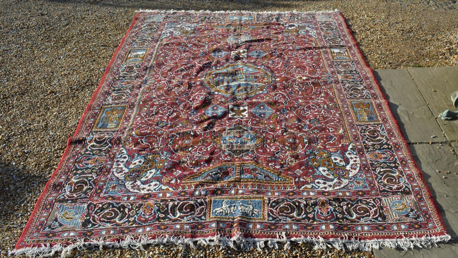 A North West Persian Woollen Large Rug with a central medallion with an all over design within