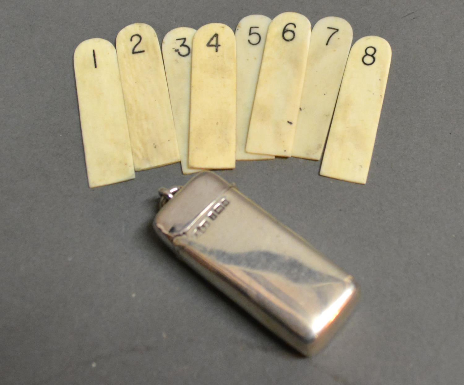 An Edwardian Silver Cased Set Of Ivory Shooting Markers Birmingham 1903