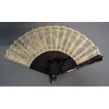 A 19th Century Fan With Tortoiseshell Sticks And Finely Decorated Leaf with gold coloured sequins,