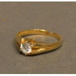 A 9ct Gold Solitaire White Stone Set Ring