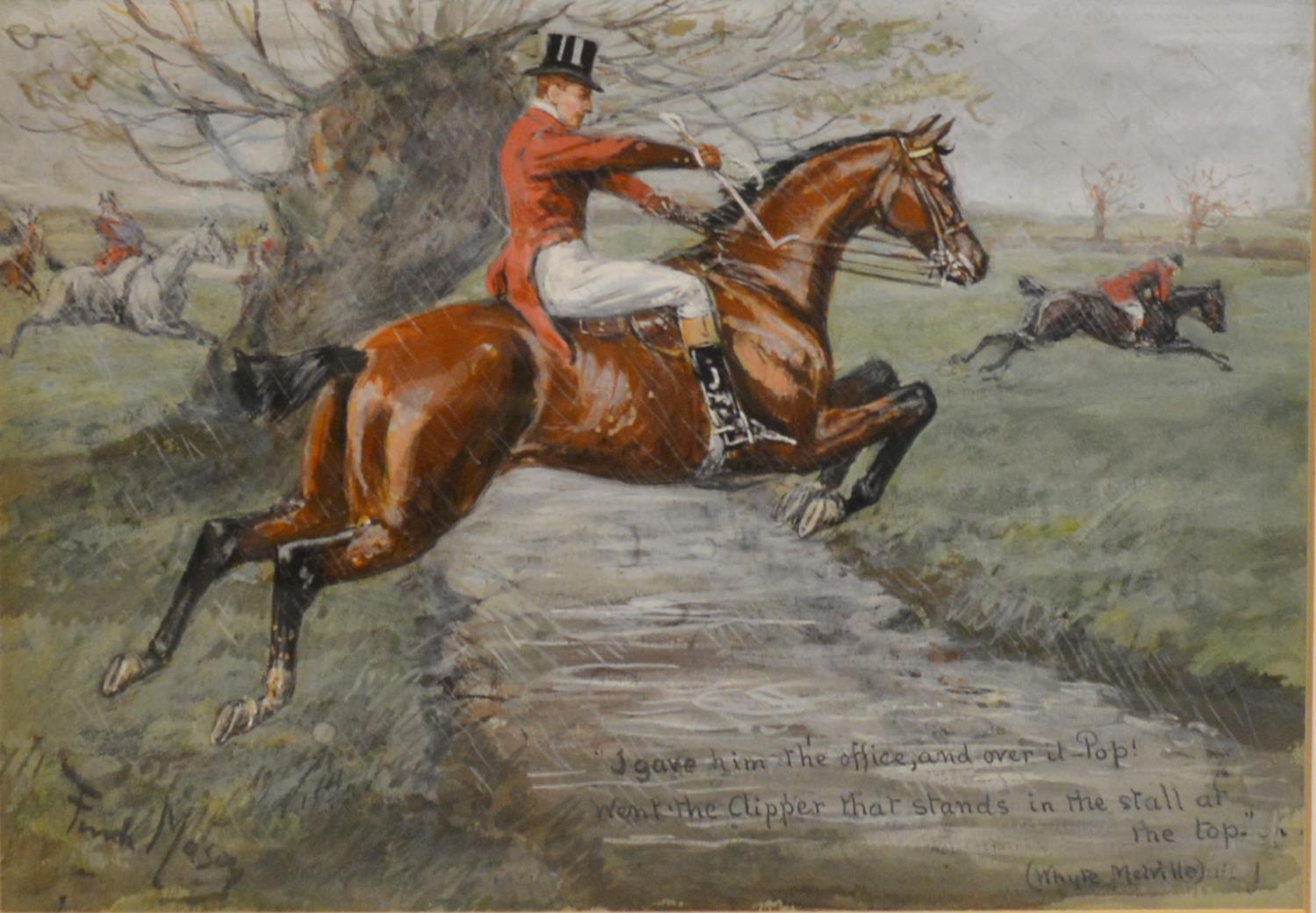 George Finch Mason 1850-1915 England, Horse And Rider Jumping A River, complete with an