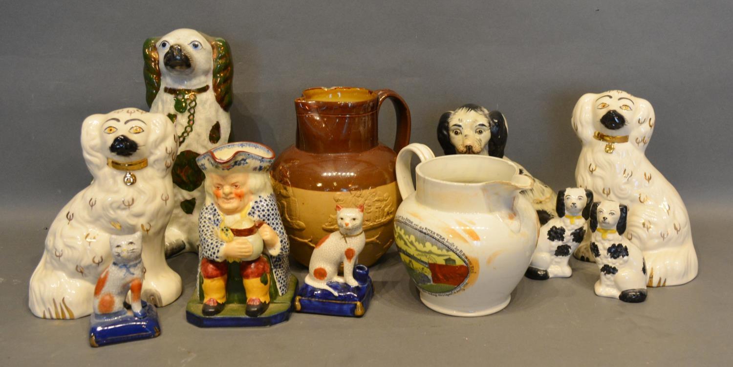 A Doulton Lambeth Stoneware Jug, together with two other jugs and a small collection of