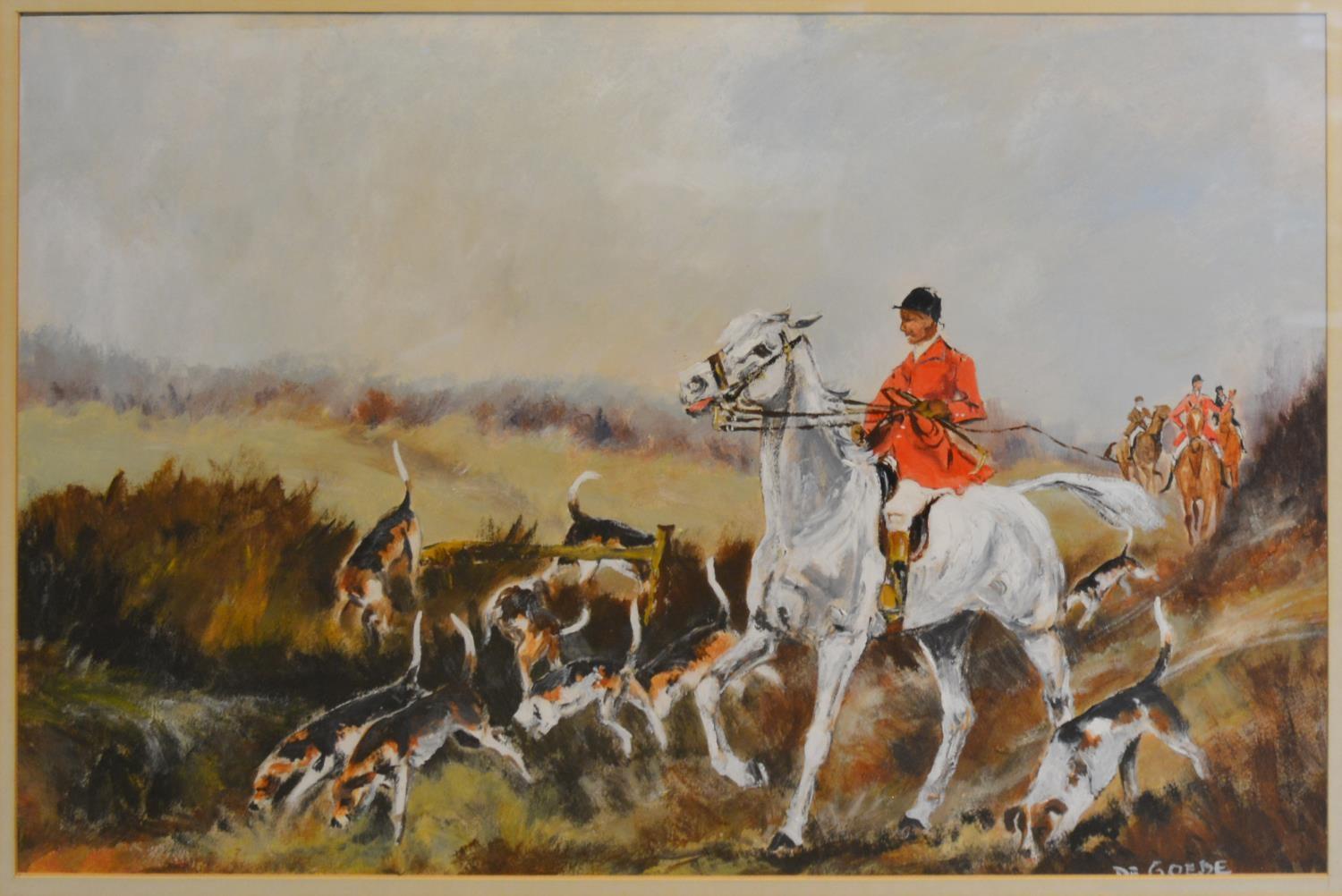 De Goede, The Hunt, Mixed Media, Signed, 35cm by 54cm