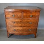 A 19th Century Mahogany Bow Fronted Chest, The Reeded Top above two short and two long drawers