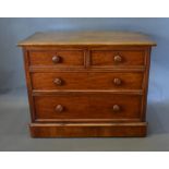 A Victorian Mahogany Straight Front Chest Of Two Short and two long drawers with knob handles,