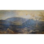 J Adam, Highland River Scene with Figures, oil on canvas, signed, 59 x 105 cms