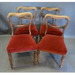 A Set Of Four William IV Rosewood Dining Chairs Each With A Carved scroll rail back above a stuff