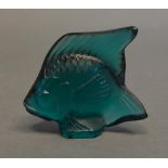 A Small Lalique Green Glass Model Of A Fish, 4.5cm tall