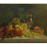 Edward Ladell, 1821-1886 England, Still Life Study Of Grapes And Oranges upon a marble table with