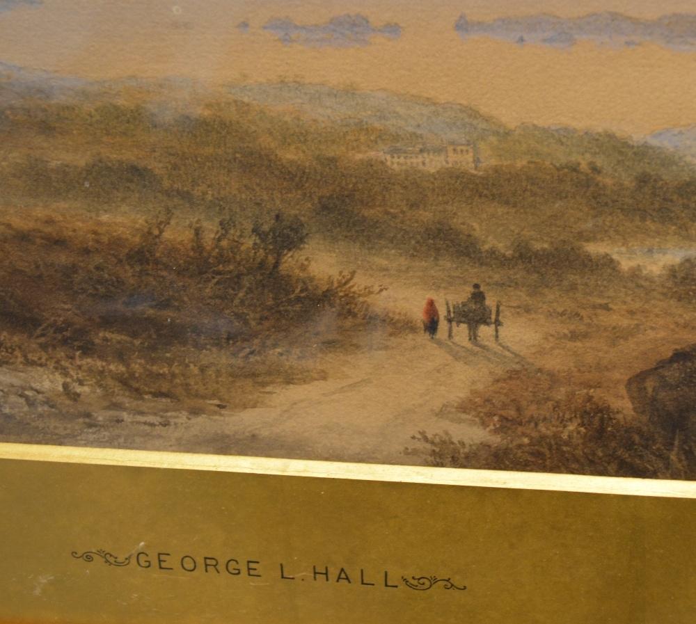 George Lothian Hall, 1825-1888 England, Figure On A Track Within A Moorland, watercolour, signed and - Image 2 of 2