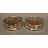 A Pair Of George III Silver Bottle Coasters Of Pierced Galleried Form (marks rubbed)