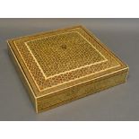 A Persian Work Box With Star Inlaid Decoration, 23cm square