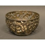 A Chinese White Metal Small Bowl Of Pierced Form, 8cm diameter