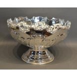 A Silver Plated Large Punch Bowl Of Embossed Foliate Form, 40cm diameter