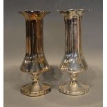 A Pair Of Edwardian Silver Spill Vases, Sheffield 1904, 17cm tall