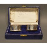 A Pair Of Birmingham Silver Napkin Rings Within Fitted Box