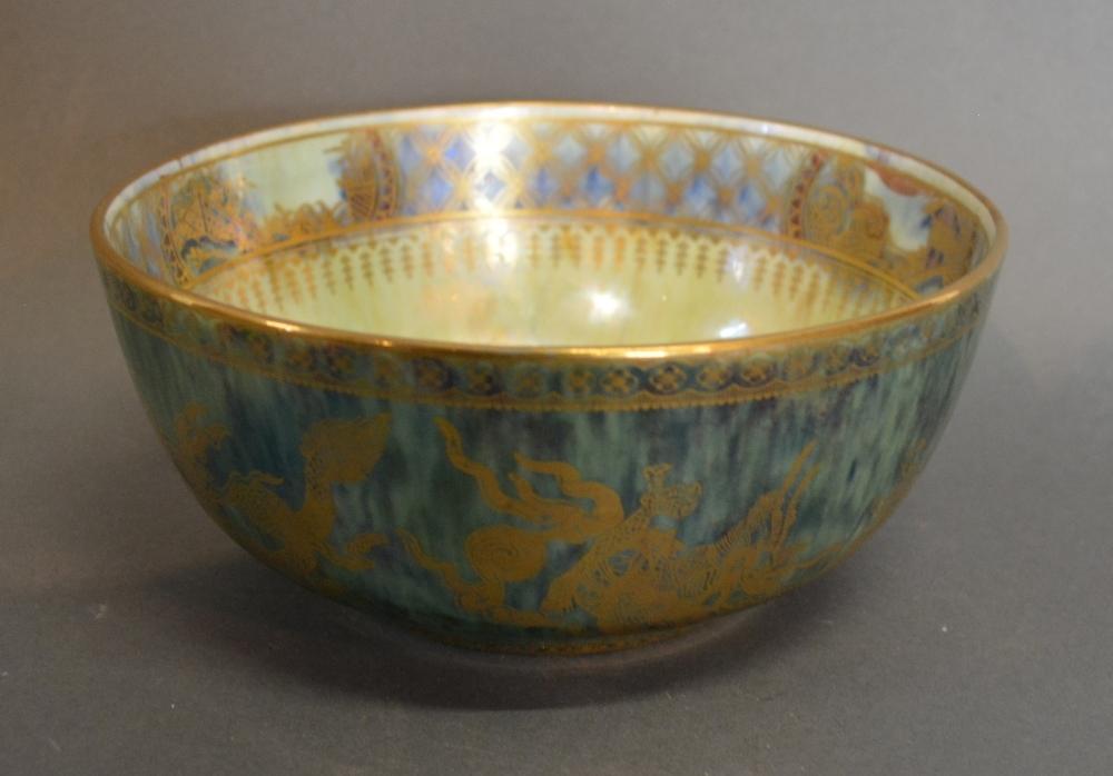 A Wedgwood Lustre Bowl Highlighted With Gilt, 16cm diameter, together with an ironstone tureen and a - Image 2 of 4