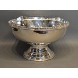 A Silver Plated Large Punch Bowl Of Plain Form, 40cm diameter