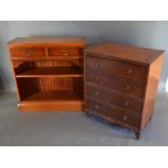 A 19th Century Mahogany Commode Chest, Together With A Reproduction Bookcase