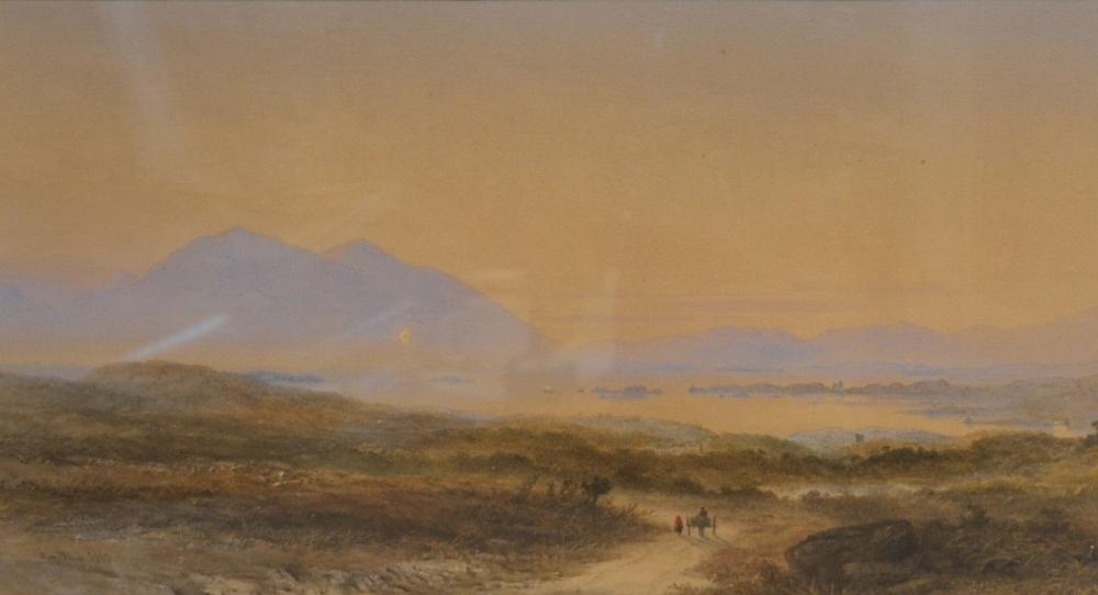 George Lothian Hall, 1825-1888 England, Figure On A Track Within A Moorland, watercolour, signed and