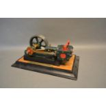 A Stuart Number 8 Steam Engine On Rectangular Wooden Plinth, 27cm by 15.5cm