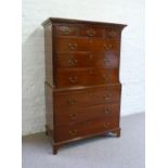 A George III Mahogany Chest On Chest The Moulded Cornice Above Three Short and six long drawers with