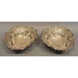 A Pair of London Silver Bonbon Dishes of pierced embossed form, 7oz