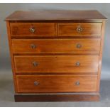 An Edwardian Mahogany Chequer Line Inlaid Straight Front Chest of two short and three long drawers
