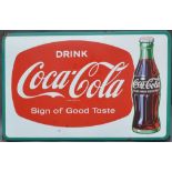 An Early Enamel Advertising Sign Drink Coca Cola, a Sign of Good Taste, 48 x 72cm