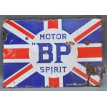 An Enamel Advertising Sign for BP Motor Spirit, double sided, Union Jack, 41 x 61cm