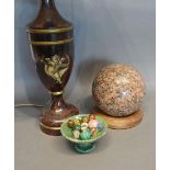 A 20th Century Table Lamp of Oviform, together with a comport, various marbles and an onyx ball