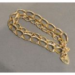 A 9 Carat Gold Double Linked Bracelet with Padlock Clasp, 17.4 grammes