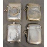 A Birmingham Silver Vesta Case, together with three other similar vesta cases