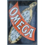 An Early Enamel Advertising Sign for Omega, 49 x 32cm