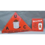 An Early Enamel Advertising Sign for Brylcreem, 45 x 41cm, together with another, The United