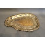 An Indian White Metal Tray decorated in relief with a Band of Elephants, 11 ozs.