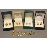 A Collection of Ear Studs to include turquoise, pearls, garnets and others