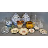 A Collection of Various Glassware to include a decanter and other ceramics