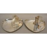 A Pair of Scottish Silver Pin Trays, each mounted with a building, Edinburgh 1960, 11.5 oz