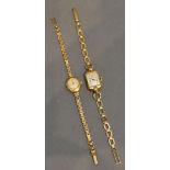 A 9 Carat Gold Cased Rotary Ladies Wristwatch with 9 carat gold strap, together with another similar