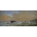 Charles Taylor 'Landing Herrings Yarmouth Beach' Watercolour, 49 cms x 100 cms, together with