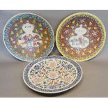 A Pair of Canton Dishes, each decorated in polychrome enamels with figures and script together