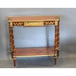 A French Inlaid and Gilt Metal Mounted Console Table, the parquetry inlaid top above a gilt metal
