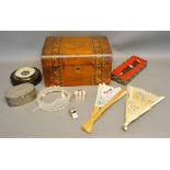 A 19th Century Tunbridgeware Inlaid Workbox together with a collection of other items to include 2