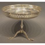 A Victorian Silver Bonbon Dish in the form of a George III table with pierced rim and outswept legs,