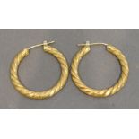 A Pair of 18 Carat Gold Hoop Earrings of Twist Form, 9.3 grammes