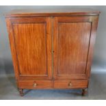 A Regency Mahogany Side Cabinet, the reeded top above two panelled doors and two drawers with