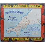 An Early Enamel Advertising Sign, Great Western Railway, the Cornish Riviera, 104 x 117cm