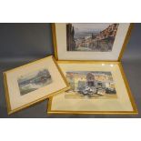 George Busby, Gasworks View, watercolour, signed, 17 x 27cm, together with another by the same