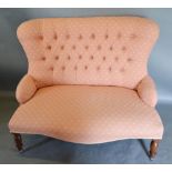 A Button Upholstered Drawing Room Sofa raised upon turned legs, 108cm wide